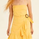 American Eagle AE Maize Yellow Wrap Mini Dress Sz. M Smocked Back Ruffle Hem Photo 1