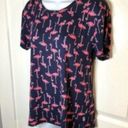 Modcloth  Short Sleeve Instant Fit Relaxed Fit T-shirt Flamingos Navy Blue S NWT Photo 4