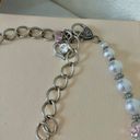 American Vintage Vintage “Laetitia” Silver Purple Pearl Necklace Chunky Chain Clasp Crown Y2K Photo 5