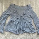 American Eagle Flowy Ruffled Bell Sleeve Shirt Photo 0