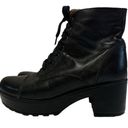 Betabrand Beta Black  Leather Lace Front Side Zip Block Rubber Heel Boots Sz 9.5 (40) Photo 0