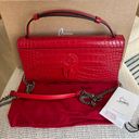 Christian Louboutin  Calfskin Alligator Embossed Elisa Baguette in Red Photo 2