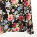 Seven7  Floral Tie Front Tassel Top Black Small Photo 6