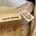 DKNY  Beige Cable Knit V-Neck Hooded Sweatshirt EUC Sz Sm Cotton Pullover Photo 4