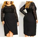 City Chic  Elegant Lave Long Sleeve Dress Black Sweetheart Neck Lined Layered 26 Photo 1