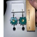 Daisy Vintage Enameled and Rhinestone Bead  Dangle Earrings Photo 4