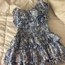 Olivaceous Blue And White Floral Mini Dress Photo 0