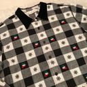 Dress Barn  winter snowman plaid checkered button down long sleeve top size Large Photo 2