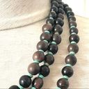 Coldwater Creek  triple strand wood bead and turquoise necklace Photo 4