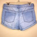 PacSun Women’s High Rise Super Stretch Shortie Light Wash Rolled Hem Shorts Photo 3