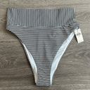 Aerie Bikini Set Triangle Top High Cut Cheeky Bottom Black White Stripe Small Photo 6