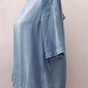 Massimo Dutti  Chambray Oversized Blouse Shirt Tie Back Top Bow Denim Photo 1