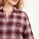 Old Navy  NWT Maroon White Plaid Loose Flannel Boyfriend Shirt Photo 9