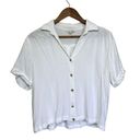 Sim & Sam  Cropped Button Up Blouse Womens XL White Rayon Minimalist Neutral Boho Photo 0