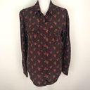 Something Navy NWOT  Brown Floral Button Up Blouse Photo 1