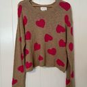 Beach Riot  Sandy Hearts Pullover Sweater Knit Tan Pink  XS Photo 4