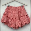 American Eagle  Pink Tiered  Floral Skort/Skirt Sz SX Elastic Waist Photo 2