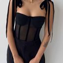 Sincerely Jules Tied Mesh Women’s Corset Crop Top Black Size L Photo 0