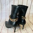 Shoedazzle Black Point Toe Bootie Stilleto Heels w/ Gold Chain NWT Size 8 Photo 6