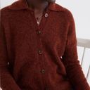 Madewell  Carrabelle Wool Alpaca Polo Cardigan Sweater in Heather Mahogany Small Photo 3