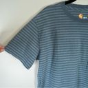 Carhartt  Original Fit Striped T-Shirt Blue Short Sleeve Crew Neck Women’s Medium Photo 3