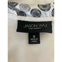 Jason Wu  Women Top V-Neck Short Sleeve Pattern Tie Collar Pullover M White Photo 1