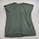 ee:some  Womens Blouse Top 1XL Olive Green V-neck Relaxed Fit Cap Sleeve Stretch Photo 11