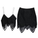 Revolve Signature 8 Black Lace Two Piece Cami Top and Mini Skirt Set Small Photo 5