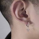 925 Silver Plated Star Dangle Drop Earrings for Men Women Photo 3