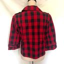 Christopher & Banks  Buffalo Plaid Cropped Womens Blazer Size Small Red Black Photo 7