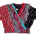 Carole Little  Paisley Boho Blouson Faux Wrap Dolman Sleeve Top, Sz 16 Photo 9