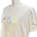 FILA Women’s 𝅺 white t shirt with multi color logo Photo 2