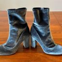 Sam Edelman Calexa Blue Gray Velvet Suede Sock Bootie Block Heel Size 8M Photo 2