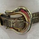 Vintage Champagne Western Faux Snakeskin Genuine Leather Belt Cowgirl Gold Photo 1