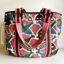 American Eagle AE Pink Brown Fish Abstract Print Cotton Canvas Medium Tote Bag Photo 0