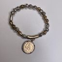 Chico's Chico’s Unsigned Gold-Tone & Silver-Tone Stretch Bracelet w/ Faux Coin Charm Photo 4