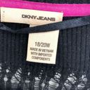 DKNY  Jeans Cardigan Open Weave Black Knit Cover Up Sz 18/20W GUC Short Sleeves Photo 4