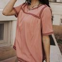 Bohme  Nalei Embroidered Trim Top in Rose Size XL Photo 0