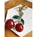 Coach NWT  Orginal CHERRIES RESIN BAG CHARM KEY FOB RING Cherry Keychain Gold/Red Photo 2