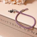 Bottega Veneta Authentic  Purple Leather Intrecciato White AG / 925 Bracelet Photo 5