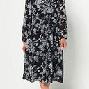 Jason Wu J  Long Sleeve Chiffon Duster Dress Women's Medium Black Blue Floral Photo 0