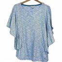 Westbound NEW NWT  Short Flutter Sleeve Tee Blue White Stripe Cotton Viscose Boho Photo 0