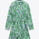 ZARA Green Paisley Print Shirt Dress Photo 4