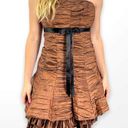 Jessica McClintock 90s  Vintage Brown Strapless A-Line Mini Dress Photo 0