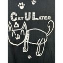 The Comfy "Cat U Later" Women's Sz L T-Shirt Black Long Sleeve Crew Neck Casual Cute Photo 2