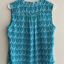 Violet+Claire Women’s Printed V-Neck Tank Top/Shell, Teal and White, Size M Photo 8