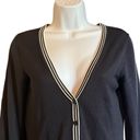 Tommy Hilfiger Navy Silk Blend Rib Knit Button-Up Cardigan Sweater Size M Photo 2