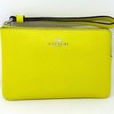 Coach  Corner Zip Wristlet in Bright Yellow Leather 58032 Photo 0