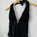 St. John  Swimwear Black Halter Padded Sequins One Piece Swimsuit Size 4 NWT Photo 4