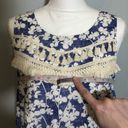 Kensie Blue White Floral Tassel Fringe Shift Dress Photo 6